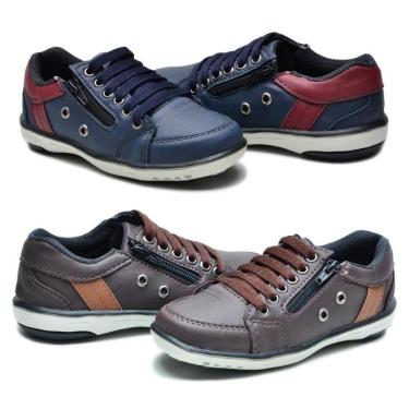 Imagem de Kit 2 Sapatênis Infantil Casual Fechamento Zíper e Elástico-Masculino