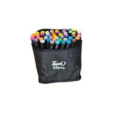 Imagem de Kit Canetas Touch Ponta Dupla 48 Cores – Estojo Incluso Canetinha Profissional para Colorir, Lettering e Desenho Artístico – Cores Vibrantes com Ponta Fina e Grossa