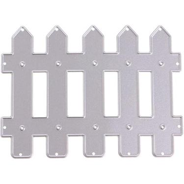 Imagem de Corte de cerca para fazer cartões, moldes de corte de metal para cercas, parabéns, recortes, molde de estênceis de gravação de feliz aniversário para decoração de scrap-booking, cartão de bênção de