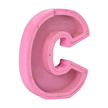 Imagem de WeiLaiKeQi Caixa de madeira para guardar dinheiro com letras do alfabeto, moedas, cofrinho decorativo, presentes divertidos para adultos e adolescentes, Letter C