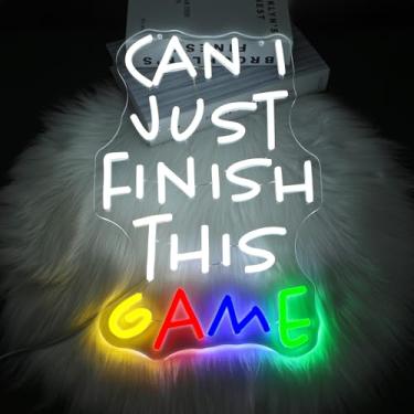 Imagem de Whfobfe Can I Just Finish This Game Sinal de néon Luzes de néon LED Sinais de néon para decoração de parede Placas de néon LED alimentadas por USB para decoração de quarto