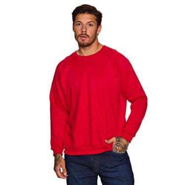 Imagem de Blusa Moletom Gola Careca Unissex Flanelado Liso Sem Estampa Feminino 