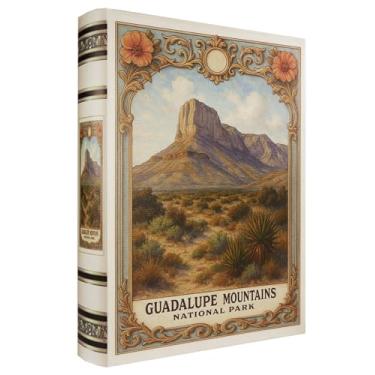 Imagem de Caixa decorativa de madeira – Caixas de livros falsas vintage com design de parque nacional, armazenamento secreto com fecho magnético, capa de couro, perfeita para estante de livros de escritório em
