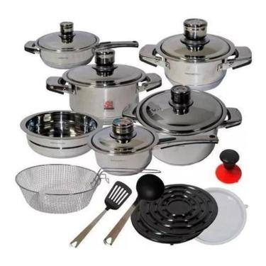 Imagem de Jogo Panelas Aço Inoxidavel Luxo 23 Peças - Fundo 9 Camadas