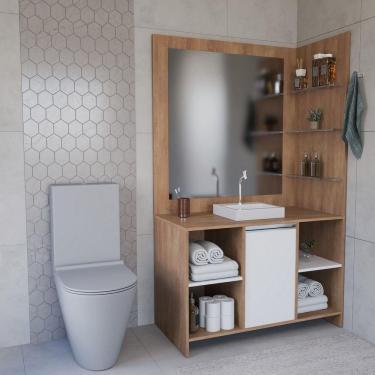 Imagem de Conjunto Gabinete Espelheira Plena Grand 120cm Freijo Branco