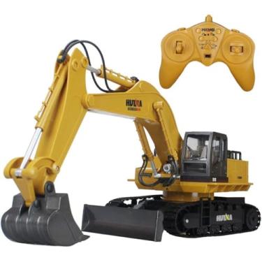Imagem de Escavadeira de Controle Remoto, 15 Canais 2.4G, Brinquedo de Construção com Som e Luzes, Escala 1:16, Amarelo