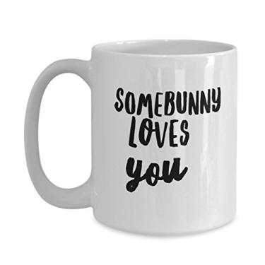 Imagem de Caneca de café Somebunny Loves You - Copo de orelhas de coelho - de Natal