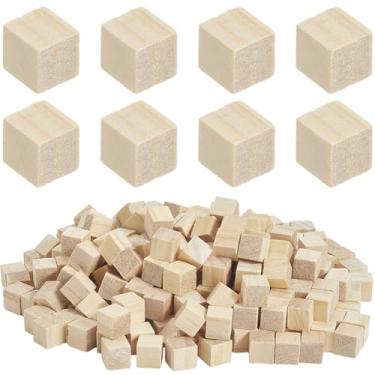 Imagem de SOFPLATE 250 peças de blocos quadrados de madeira cubos de madeira em branco pinho natural seda de milho 0,39 polegadas pequenos inacabados placas de cubo de construção acessórios para construção