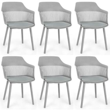 Imagem de Kit 6 Cadeiras de Jantar Estofada Marcela - Cinza - Magazine Decor