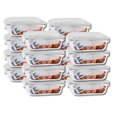 Imagem de Jogo 12 Potes Vidro Retangular 1040ml Tampa Com Travas Resistentes - P