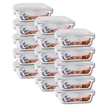 Imagem de Jogo 15 Potes Vidro Retangular 1040ml Tampa Com Travas Resistentes - P