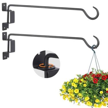 Imagem de 30,5 cm, pacote com 2 cabides giratórios para plantas ao ar livre, resistente, suporte de gancho para pendurar plantas de ferro preto para alimentador de pássaros, planta, cesta de flores, lanterna