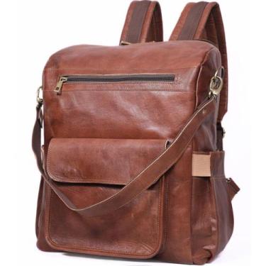 Imagem de Mochila para laptop JINALEXIA LEATHER de couro genuíno para mulheres