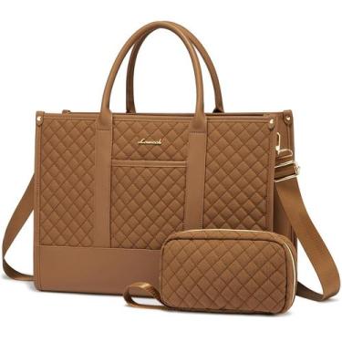 Imagem de Bolsa para laptop LOVEVOOK, bolsa de trabalho impermeável marrom de 15