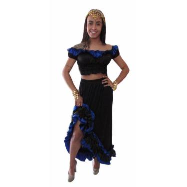 Imagem de Fantasia Saia e Blusa Cigana Adulto Feminina Carnaval Conjunto
