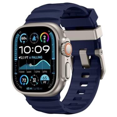 Imagem de NewWays Pulseira esportiva de borracha de silicone resistente para Apple Watch Ultra 2 de 49 mm, série 10, 46 mm, 45 mm e 44 mm, pulseira Rocky Point para iWatch Ultra séries 10, 9, 8, 7, 6, 5 e 4 SE