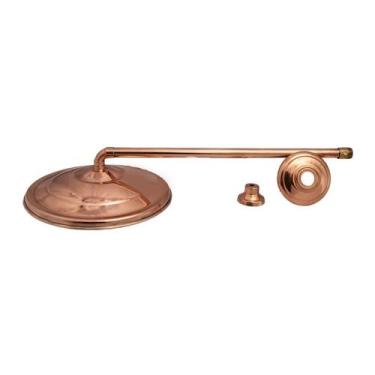 Imagem de Chuveiro Ducha de Parede Redondo com Braço Cobre Puro 24cm - Metal Art