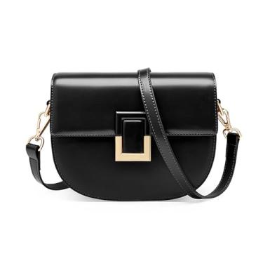 Imagem de MoreFarther Bolsas transversais para mulheres, bolsa de ombro de couro legítimo, bolsas de mão de grande capacidade, bolsas femininas, Preto, Bolsa tiracolo
