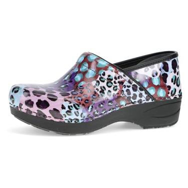 Imagem de Dansko Tamancos XP 2.0 – Calçado leve e antiderrapante para conforto e suporte – Ideal para profissionais de longa data – enfermagem, profissionais de saúde, Leopardo roxo, 9.5-10