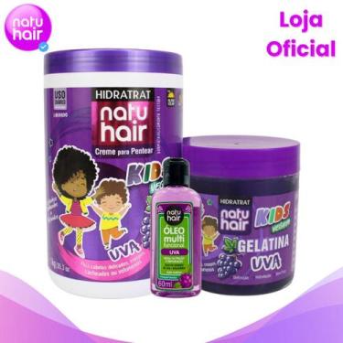 Imagem de Kit Creme para Pentear Gelatina Óleo Multifuncional Natuhair Uva - Nat
