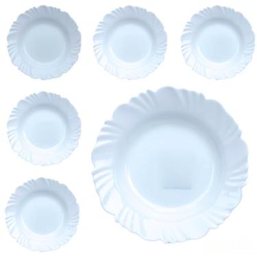 Imagem de Prato Fundo Opaline Pétala Branco Kit 6 Vidro Temperado Resistente(6)
