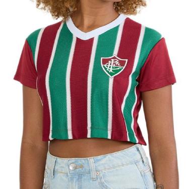 Imagem de Camisa Fluminense Cropped Extase - Feminino - Braziline, M, Vermelho, 
