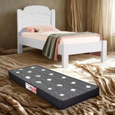 Imagem de Cama Solteiro Padrão Tradicional Reforçada Laís 100% MDF Incluso Colch