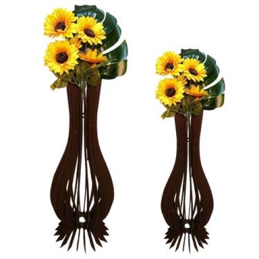 Imagem de Vaso de Chão Decorativo Grande ANA MARIA MDF - LENOBRE, Preto, Kit com