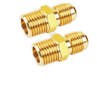 Imagem de Conector de linha de gás macho NPT de 1/10.2 cm para alargador de 1/10.2 cm, adaptador de linha de tocha de calibre de latão para hidráulico, combustível HVAC, ar, conectores de linha de gás natural