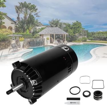 Imagem de UST1152 Kit de substituição de motor e vedação de bomba de piscina Motor de bomba de piscina 1,5 HP com classificação C Face 56J Moldura compatível com bombas Hayward Super Max-Flow Northstar Jacuzzi