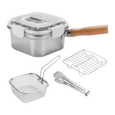 Imagem de Ｂｅｓｇａ Fritadeira Pequena, Panela Quadrada com Alça, Recipientes Leves para Armazenamento de Alimentos com Tampa para Batatas Fritas E Salgadinhos, Branco