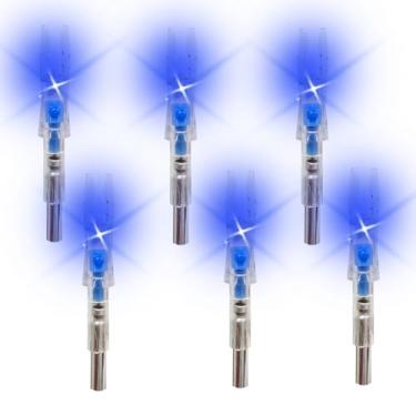 Imagem de JIANZD 6 peças de Nocks iluminados para flechas com parafusos de diâmetro interno de 0,204/5,2 mm com interruptor liga/desliga que acendem os arcos compostos para caça e tiro