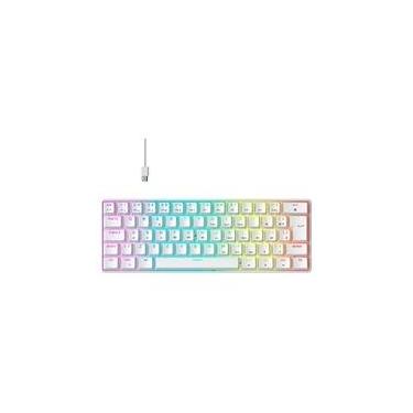 Imagem de Teclado Mecânico Gamer Hyrax Thunder HCK61, RGB, Switch Blue, 100% anti-ghosting, ABNT2, Branco - HCK61W-BLUE-RGB