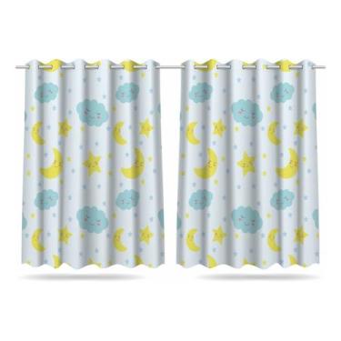 Imagem de Cortina Infantil Quarto Criança Nuvem Azul Mod 5 2,60x1,50m - Decorand