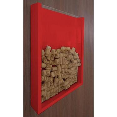 Imagem de Quadro Porta Rolhas De Vinho Champanhe Tampinhas Decorativo Vermelho L