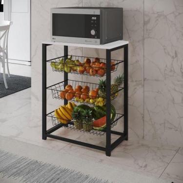 Imagem de Fruteira Com Suporte Para Micro-Ondas Barcelona Aço Preto Cesto Preto 
