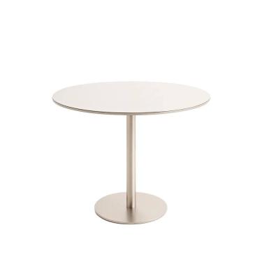 Imagem de Mesa de Jantar Redonda com Vidro para 4 Lugares Cloe 108 cm - Champanhe c/ Off White Fosco