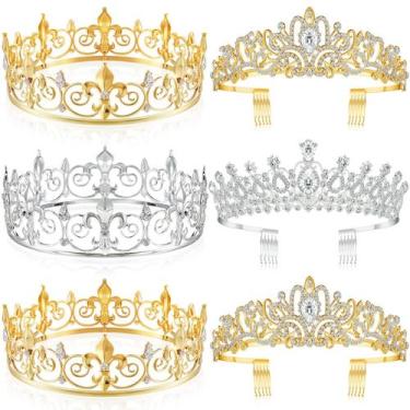 Imagem de Conjunto de coroas Juexica Prom King Queen Prince Princess 6 unidades
