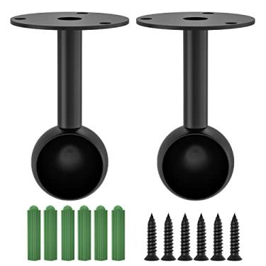 Imagem de Aopin Suportes de varão de armário com acabamento preto fosco 19 mm / 0,75" suportes de montagem no teto da extremidade da haste de cortina suportes de suporte de haste de aço inoxidável, suportes de