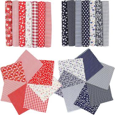 Imagem de Pacote de retalhos de tecido de algodão de 25,4 x 25,4 cm – Quadrados de tecido pré-cortados para acolchoamento, costura, 14 peças de artesanato – Tecido de rascunho DIY com padrão sortido para