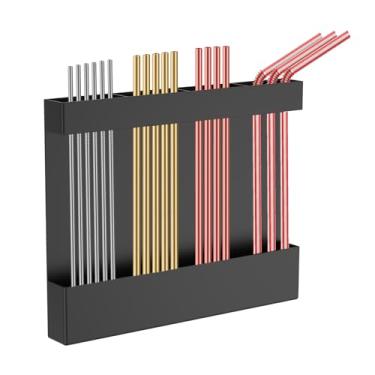 Imagem de FALESOUL Suporte de canudo magnético de acrílico para armário, organizador de canudo de metal com fita adesiva dupla face, organizador de canudo reutilizável, recipiente de acessórios de cozinha para