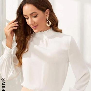 Imagem de Blusa feminina elegante social tamanho m cor branca - LONDING