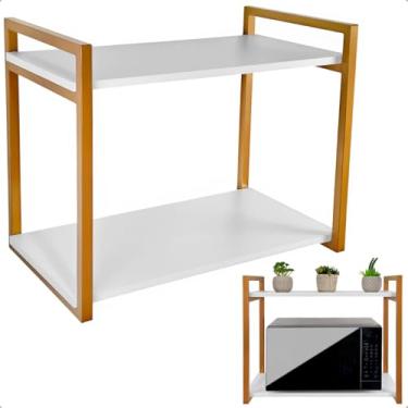 Imagem de Prateleira para Micro-ondas Suporte Nicho para Cozinha Spen (Dourado/Branco)