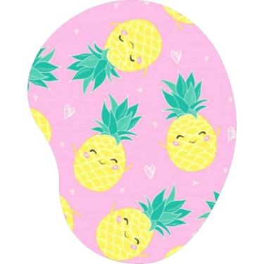 Imagem de Mouse Pad Ergonômico Gota Abacaxi Estampado Fundo Rosa
