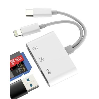 Imagem de Leitor de cartão SD para iPhone 16 Adaptador Lightning USB C (19.4 cm²) USB Cartão de memória para câmera digital USB para Apple para iPad Acessórios de telefone Flash Drive Tipo C Cabo OTG TF MacBook