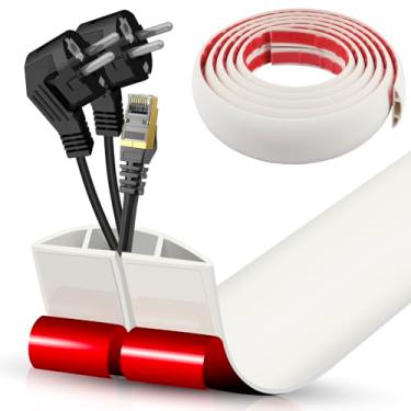 Imagem de Capa de cabo de piso, cabo autoadesivo, ocultador, para gerenciamento de cabos de piso, protetor de cabos elétricos de piso para escritórios, academia, exposições (bege, 6 cm x 10')