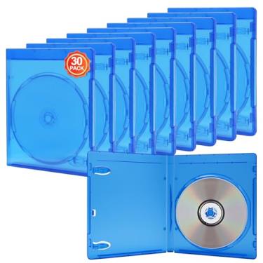 Imagem de Pacote com 30 capas Blu-Ray azuis, capas Blu-Ray de 1 disco, suporte múltiplo para DVD/CD, caixa de substituição tamanho padrão de 12 mm, manga de raio azul ecológica
