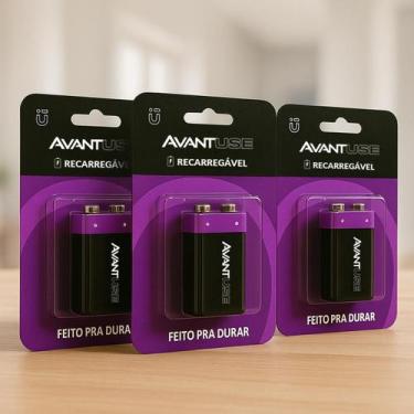 Imagem de Kit 3 Pilhas Baterias Recarregável 9v Cod: 408430021-3 Avant Use