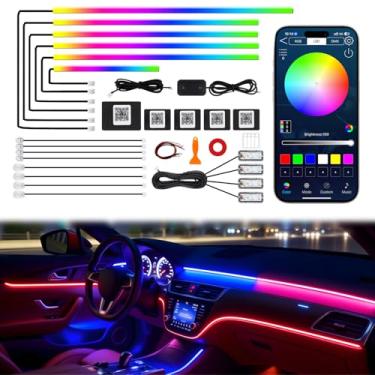 Imagem de Dreamcolor Luzes de LED de acrílico para carro, kit de iluminação ambiente 18 em 1 com aplicativo sem fio, luzes de fibra óptica de sincronização de música dinâmica com modo faça você mesmo