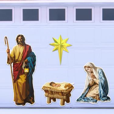 Imagem de AceOrbit Ímãs de Natal para porta de garagem, presépio grande, decoração de porta de garagem, adesivos externos para decoração de Natal